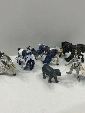 VTG Papo Medieval Tournament Knights Horses & Animals Figure Lot of 6